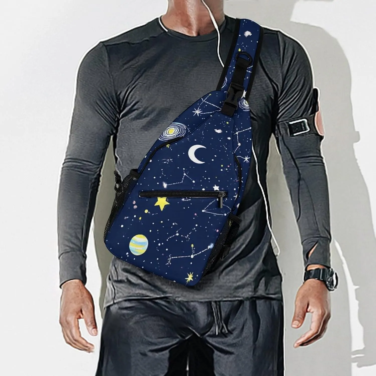 Supdreamc Men & Women Sling Backpack Satchel Bookbags Travel Rucksack Daypack - Multipurpose Anti-Theft Tool Backpack, Crossbody Chest Rucksack, Space Galaxy Constellation Zodiac Starry Night Stars