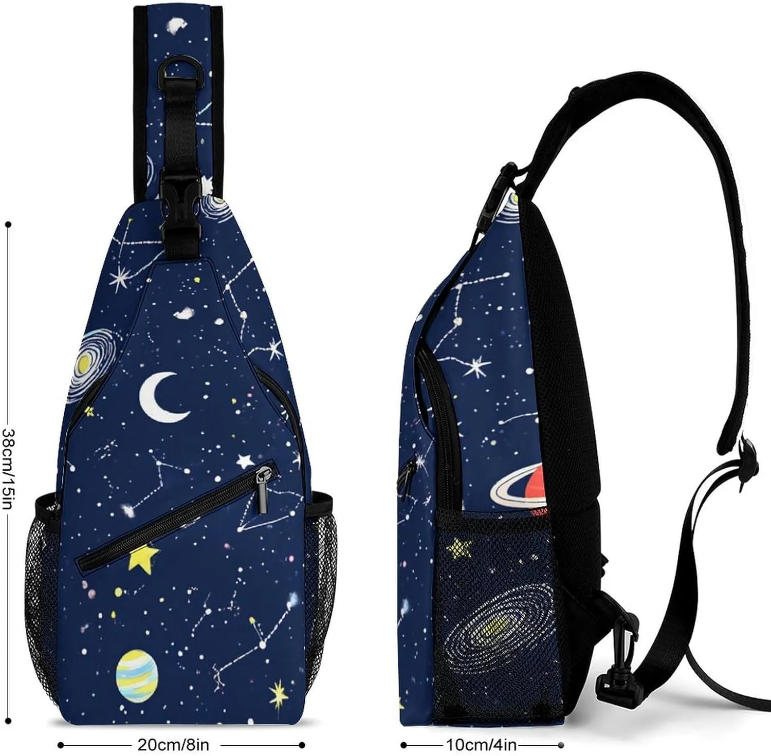 Supdreamc Men & Women Sling Backpack Satchel Bookbags Travel Rucksack Daypack - Multipurpose Anti-Theft Tool Backpack, Crossbody Chest Rucksack, Space Galaxy Constellation Zodiac Starry Night Stars