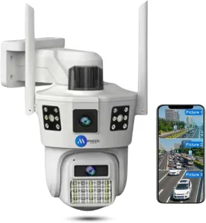 Supercam White WiFi 360° View 5MP 5MP FHD Outdoor Camera for Home with 2-Way Talk, Full Color Night Vision, Waterproof, AI Human Detection, Support SD Card Up to 128GB