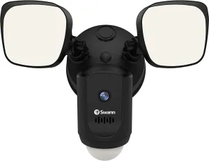 Swann Wi-Fi 1080p Waterproof Motion Activated FloodLight Camera with Night Vision, Heat Sensing, 2-Way Talk, Dimmable 2400 Lumens, Wide 125 Degree Viewing, Free Cloud & Local Recording