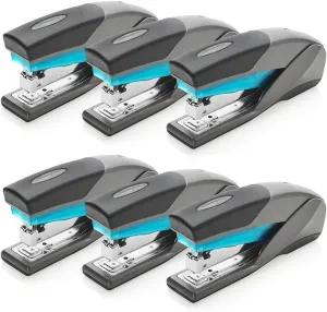 Swingline Stapler, 6 Pack, Desktop Stapler, 25 Sheet Capacity, Optima 25 Reduced Effort, Blue/Gray (S7066404CS)