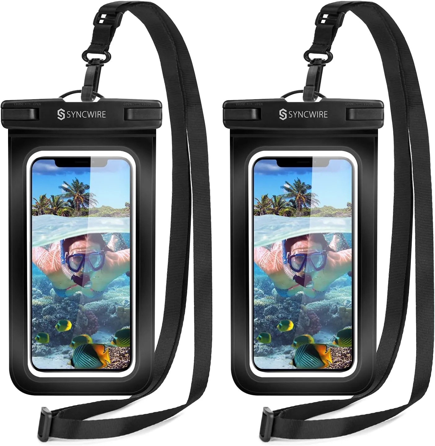 SYNCWIRE Waterproof Phone Pouch [2-Pack] - Universal IPX8 Waterproof Phone Case Dry Bag with Lanyard Compatible with iPhone 15/14/13/12/11 Pro Max SE XS XR X Samsung S23 S22 and More Up to 7 Inches