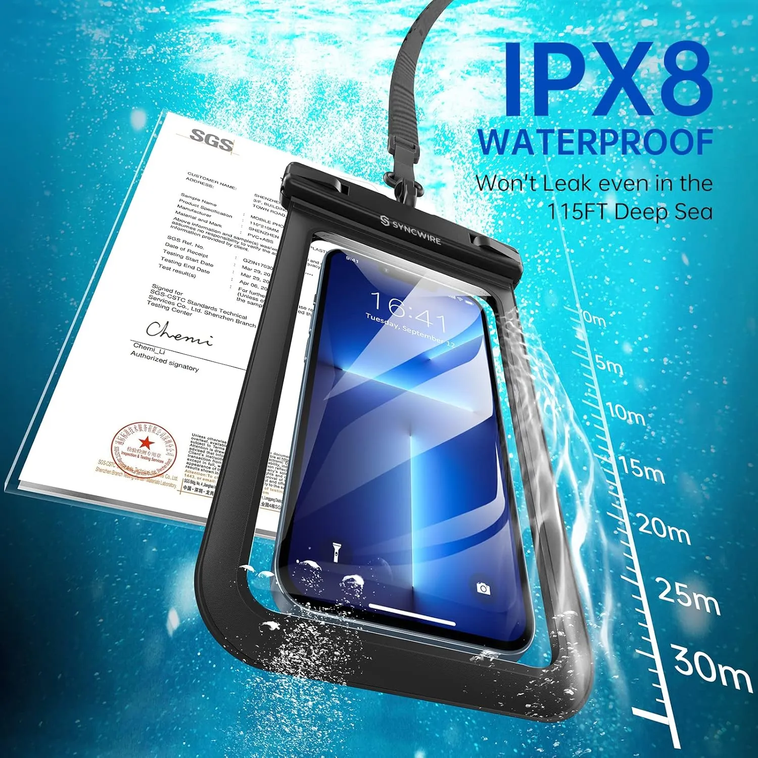 SYNCWIRE Waterproof Phone Pouch [2-Pack] - Universal IPX8 Waterproof Phone Case Dry Bag with Lanyard Compatible with iPhone 15/14/13/12/11 Pro Max SE XS XR X Samsung S23 S22 and More Up to 7 Inches