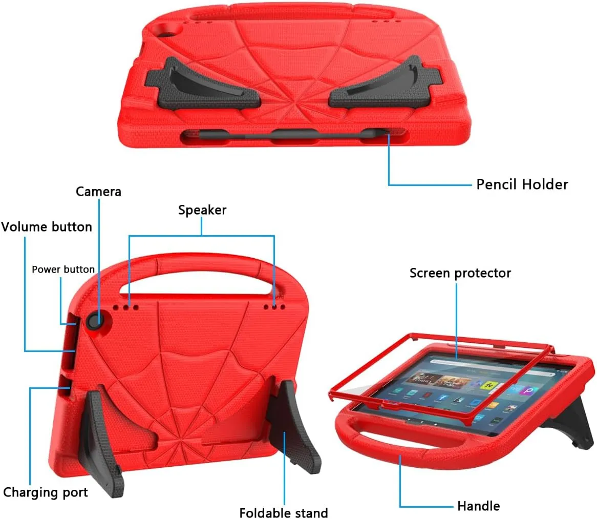 Tablet Case for 11in Tablets(2023 Released 13th Gen Model), Not Work for Samsung TCL 11 inch Tablets, Patamiyar Lightweight Shockproof Screen Protector Protective Case with Handle Stand - Red