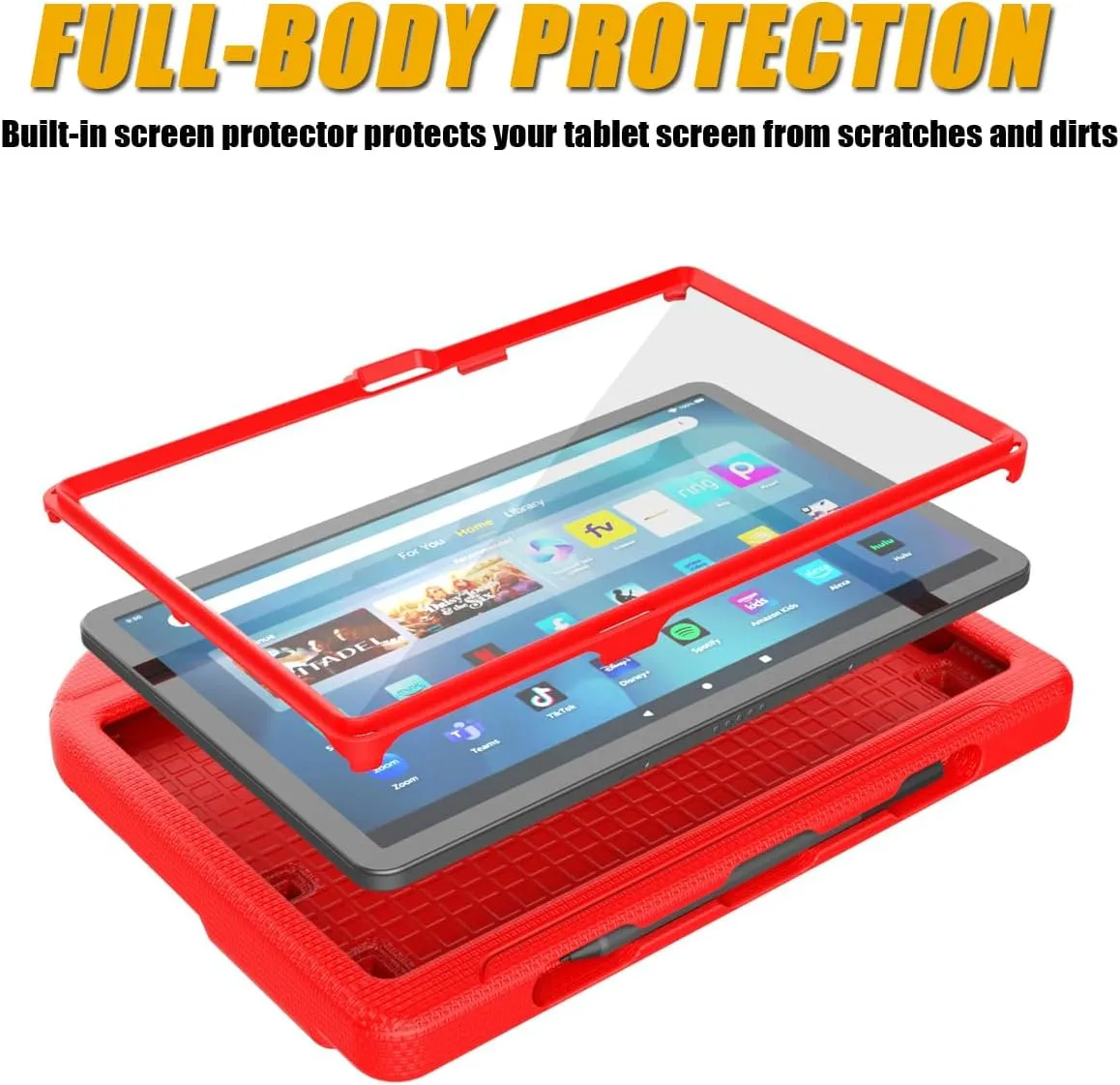 Tablet Case for 11in Tablets(2023 Released 13th Gen Model), Not Work for Samsung TCL 11 inch Tablets, Patamiyar Lightweight Shockproof Screen Protector Protective Case with Handle Stand - Red