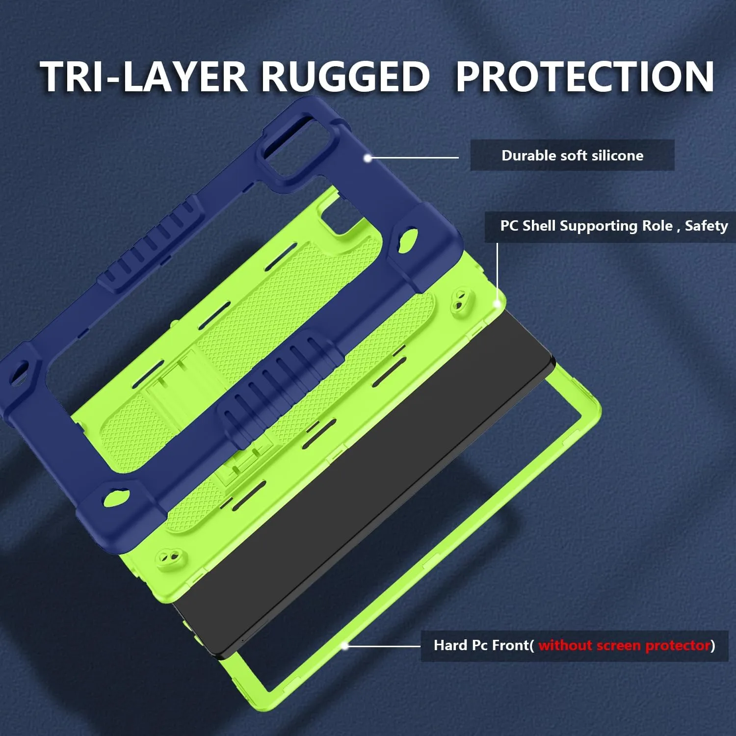 Tablet Case for T-Mobile Revvl Tab 5G,Shockproof Heavy Duty Protective Cover with Kickstand Shoulder Strap Shell Case Fit for T-Mobile Revvl Tab 5G 2023 Screen Protector (Navy/Green,2 Pack)
