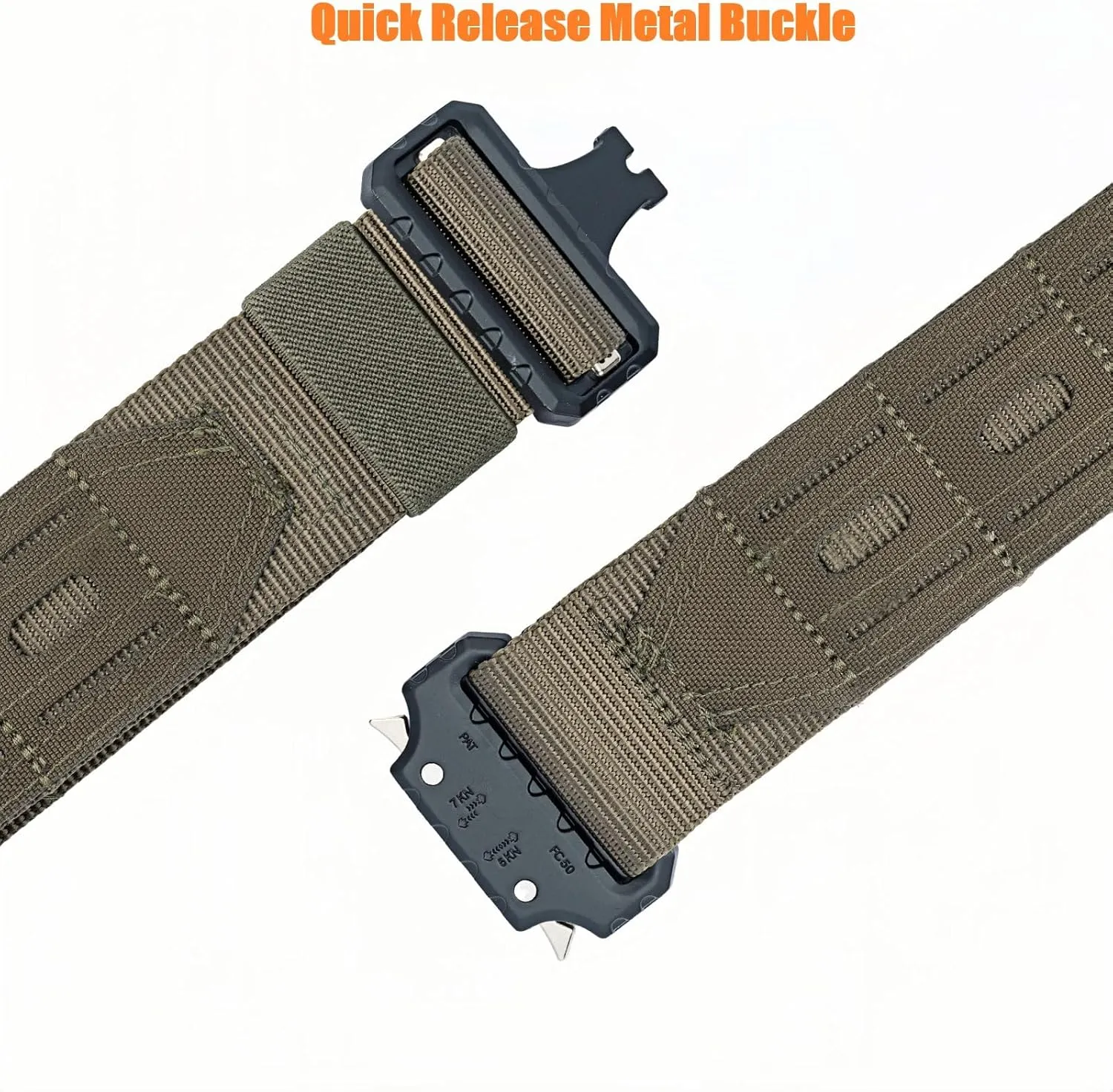 Tactical Battle Belt 2" Quick Release MOLLE Combat Range Belt with 2 1/3" Back Pad 1.5" Underbelt