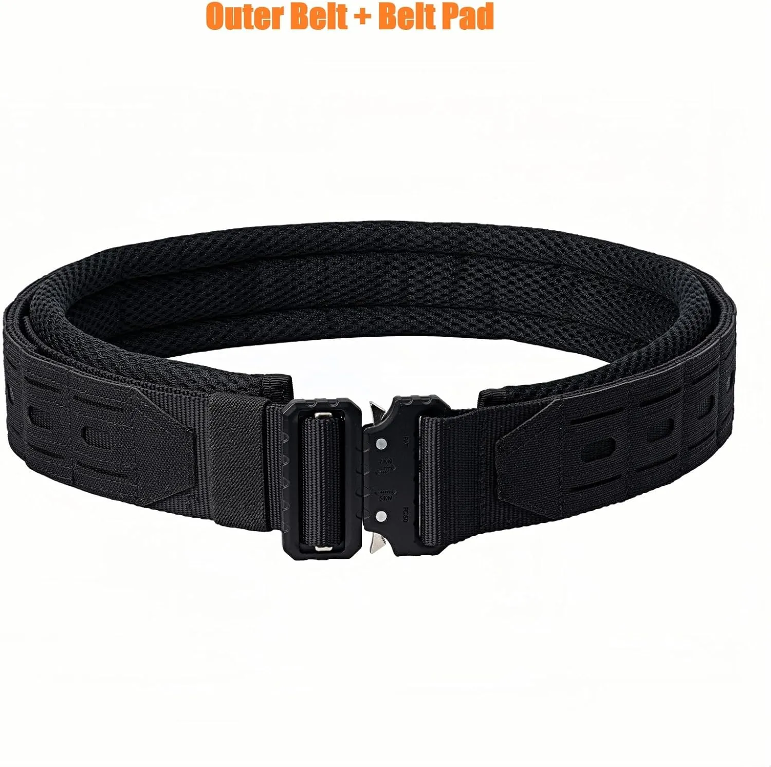 Tactical Battle Belt 2" Quick Release MOLLE Combat Range Belt with 2 1/3" Back Pad 1.5" Underbelt