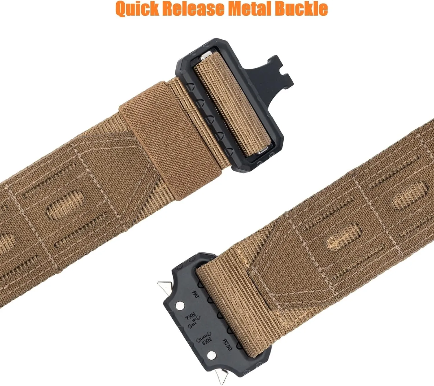 Tactical Battle Belt 2" Quick Release MOLLE Combat Range Belt with 2 1/3" Back Pad 1.5" Underbelt
