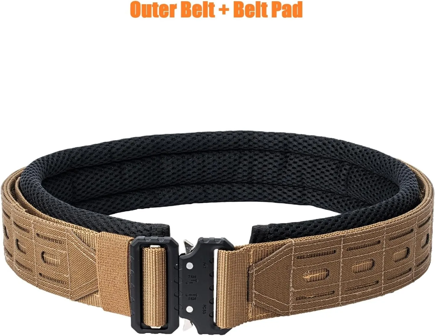 Tactical Battle Belt 2" Quick Release MOLLE Combat Range Belt with 2 1/3" Back Pad 1.5" Underbelt