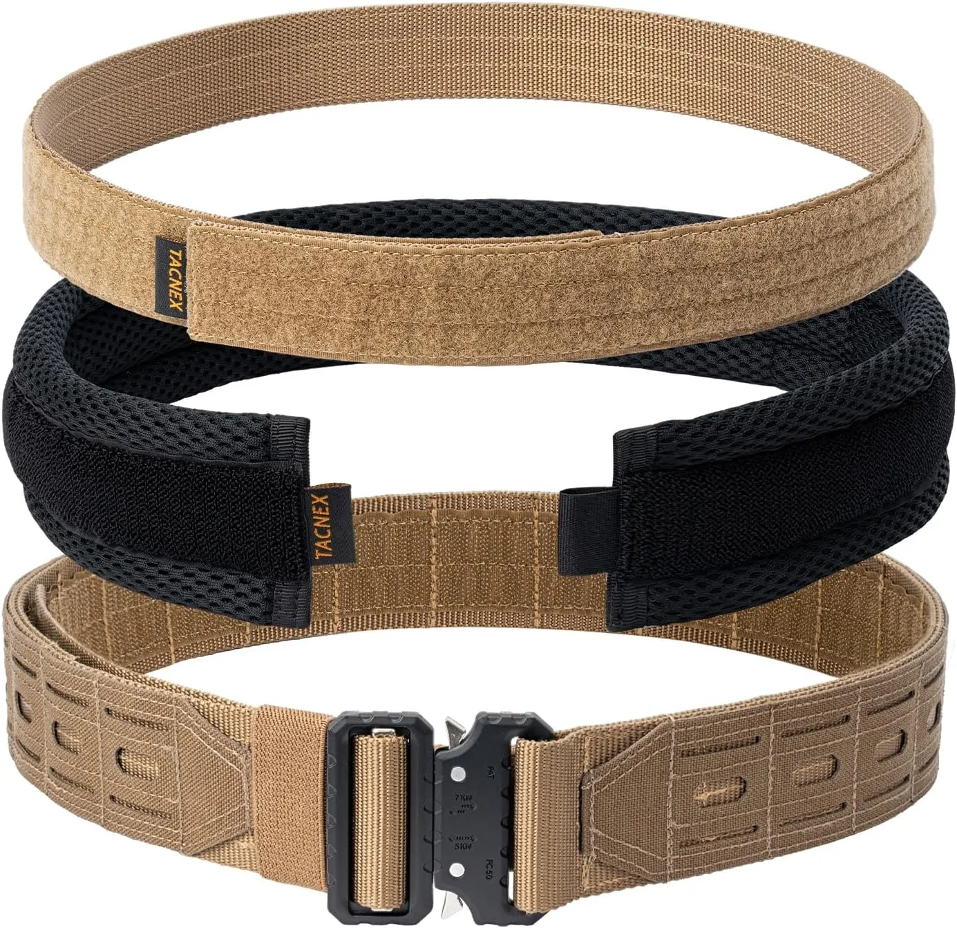 Tactical Battle Belt 2" Quick Release MOLLE Combat Range Belt with 2 1/3" Back Pad 1.5" Underbelt