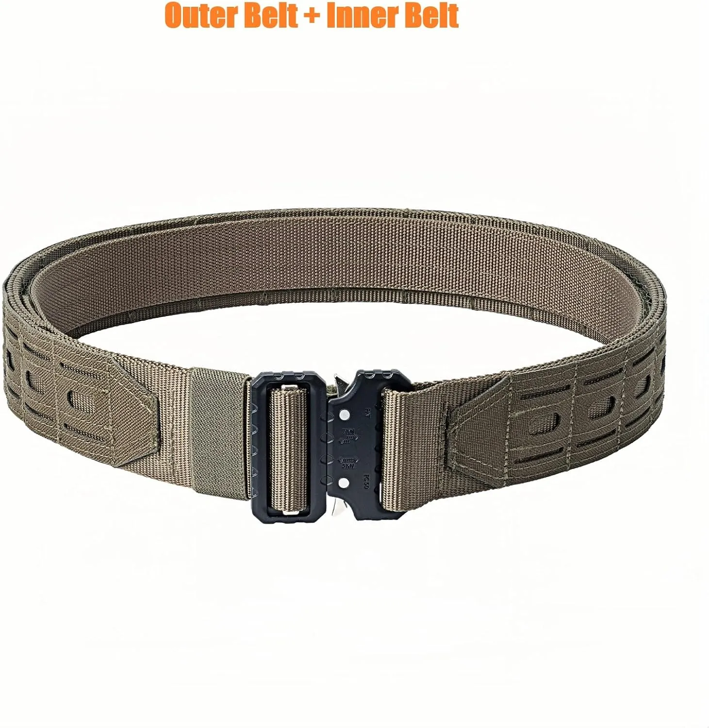 Tactical Battle Belt 2" Quick Release MOLLE Combat Range Belt with 2 1/3" Back Pad 1.5" Underbelt