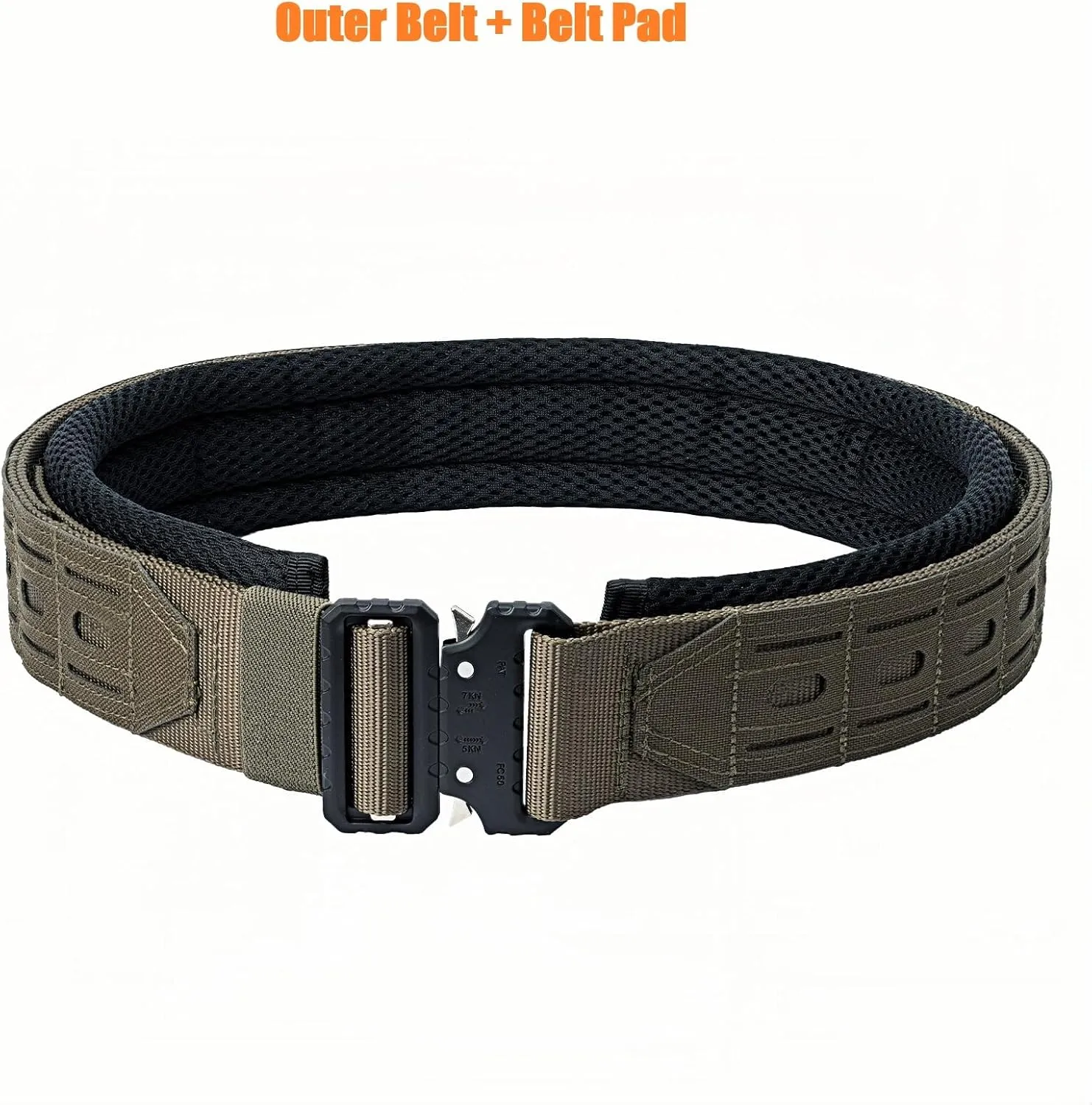 Tactical Battle Belt 2" Quick Release MOLLE Combat Range Belt with 2 1/3" Back Pad 1.5" Underbelt