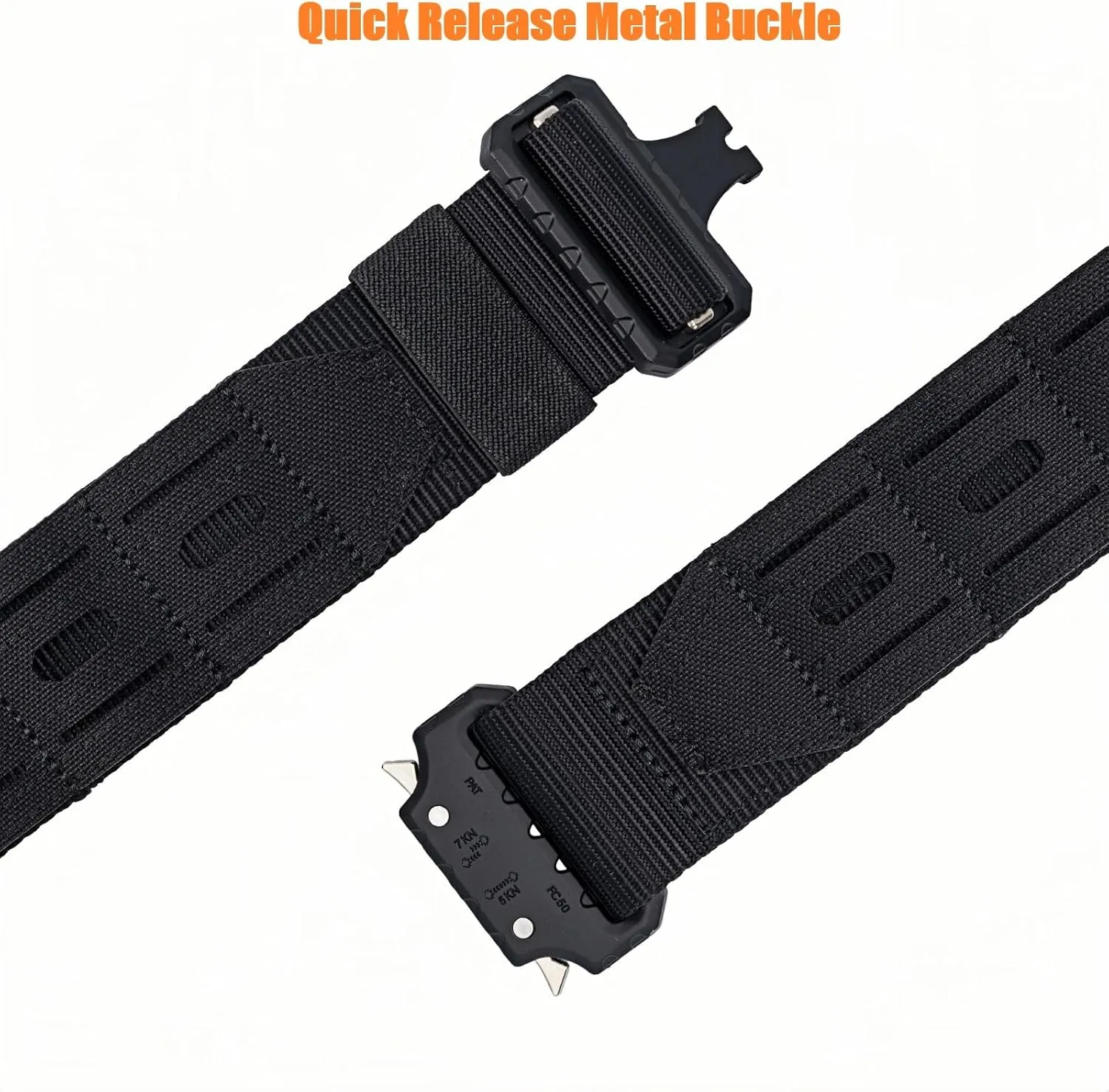 Tactical Battle Belt 2" Quick Release MOLLE Combat Range Belt with 2 1/3" Back Pad 1.5" Underbelt