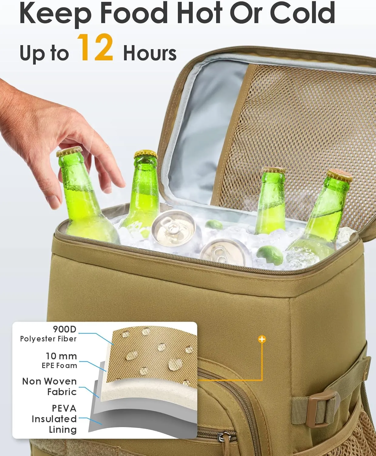TACTICISM Tactical Cooler Backpack Insulated Leak-Proof - 24L Heavy Duty Lunch Backpack for Men Women Adults, Soft Ice Chest Backpack as Gift Work Hiking Camping Fishing Accessories