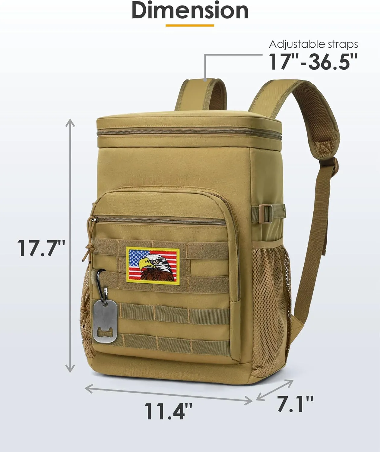 TACTICISM Tactical Cooler Backpack Insulated Leak-Proof - 24L Heavy Duty Lunch Backpack for Men Women Adults, Soft Ice Chest Backpack as Gift Work Hiking Camping Fishing Accessories