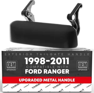 Tailgate Handle Latch, Upgraded Metal - Compatible with 1998-2011 Ford Ranger - Tail Gate Handle Assembly Smooth Black, XL5Z-9943400-AAA, XL5Z-9943400-Metal, 1L5Z9943400AAA, 77872, 90695, FO1915109