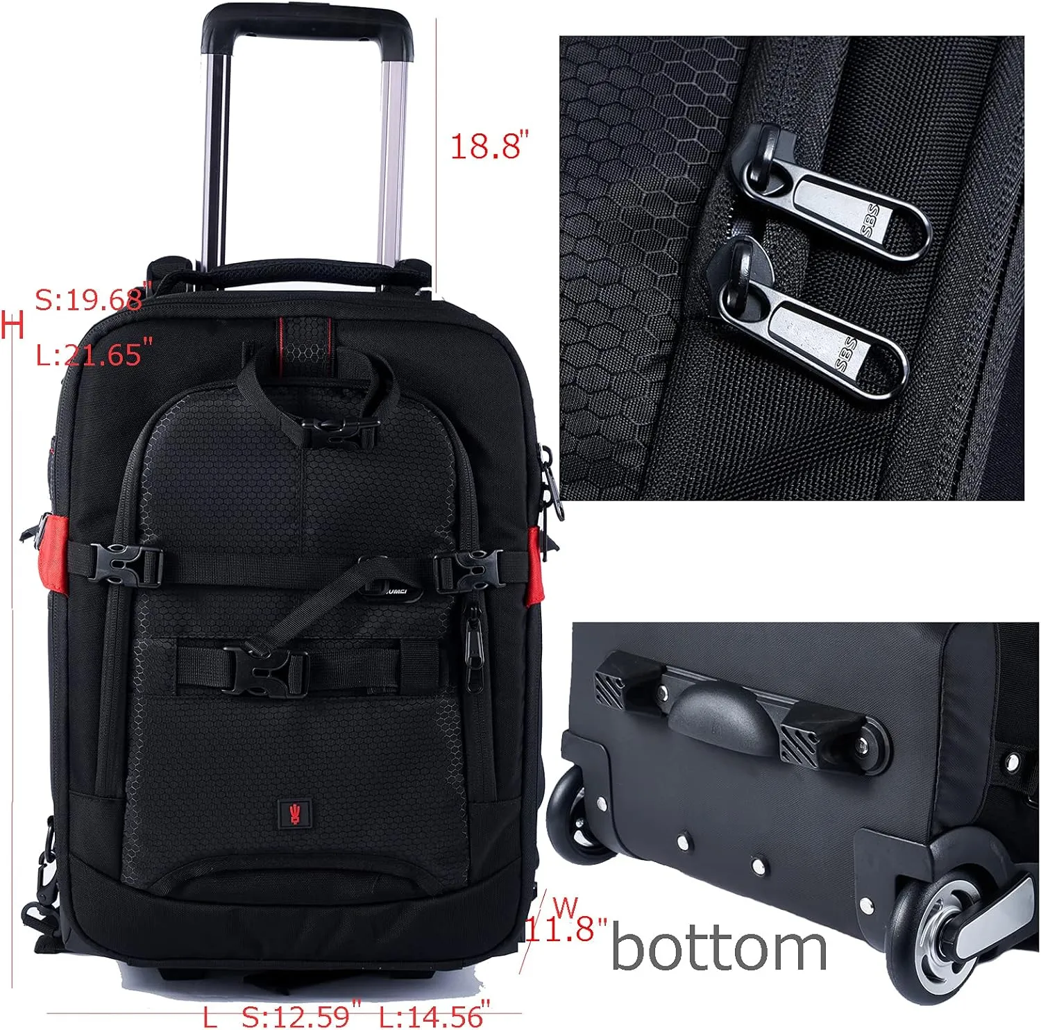 T&YFOTOP Trolley case Camera Bag Camera Backpack Waterproof Camera Bag Anti Theft Nylon Camera Case Fits for 15" Laptop Travel Day-Pack for Unisex Phot (X-Small, Black)