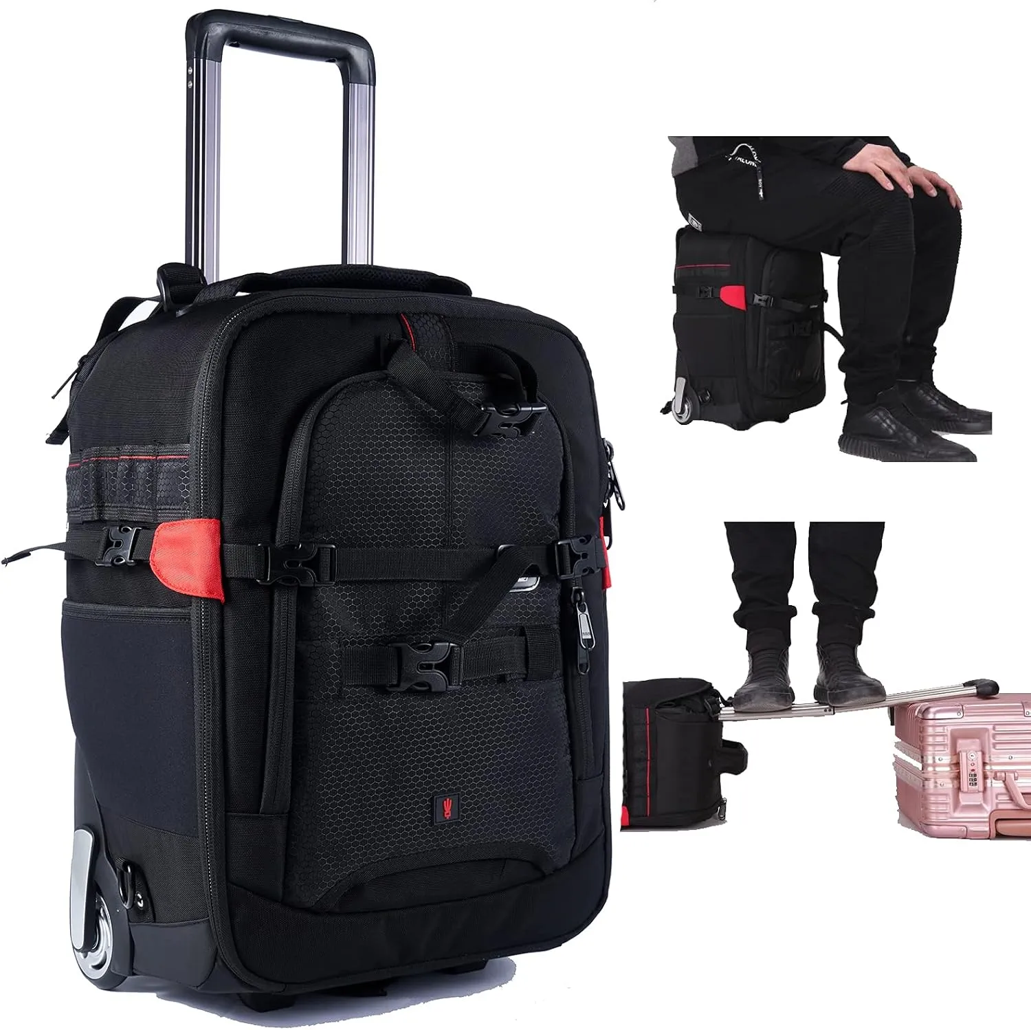 T&YFOTOP Trolley case Camera Bag Camera Backpack Waterproof Camera Bag Anti Theft Nylon Camera Case Fits for 15" Laptop Travel Day-Pack for Unisex Phot (X-Small, Black)