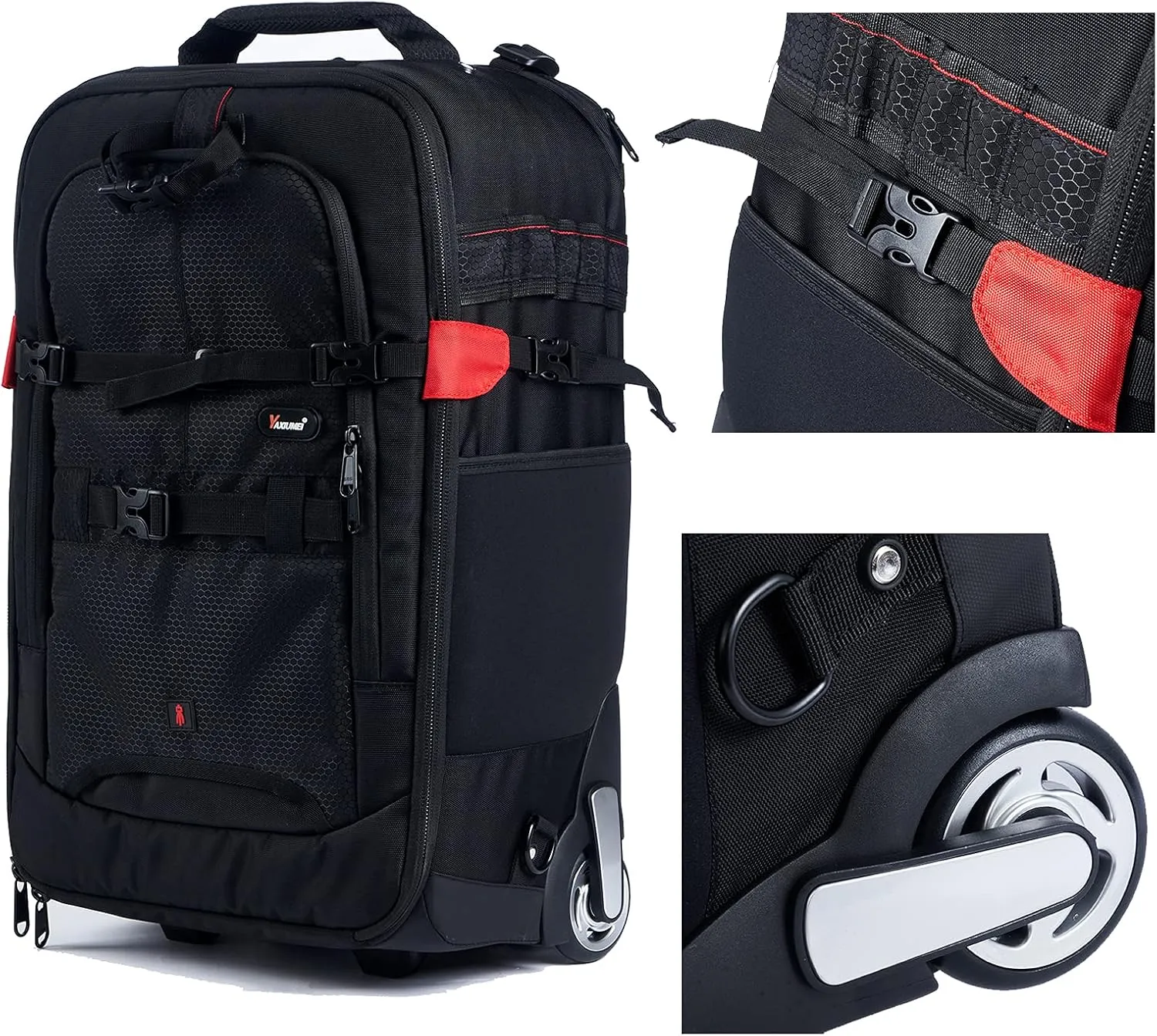 T&YFOTOP Trolley case Camera Bag Camera Backpack Waterproof Camera Bag Anti Theft Nylon Camera Case Fits for 15" Laptop Travel Day-Pack for Unisex Phot (X-Small, Black)