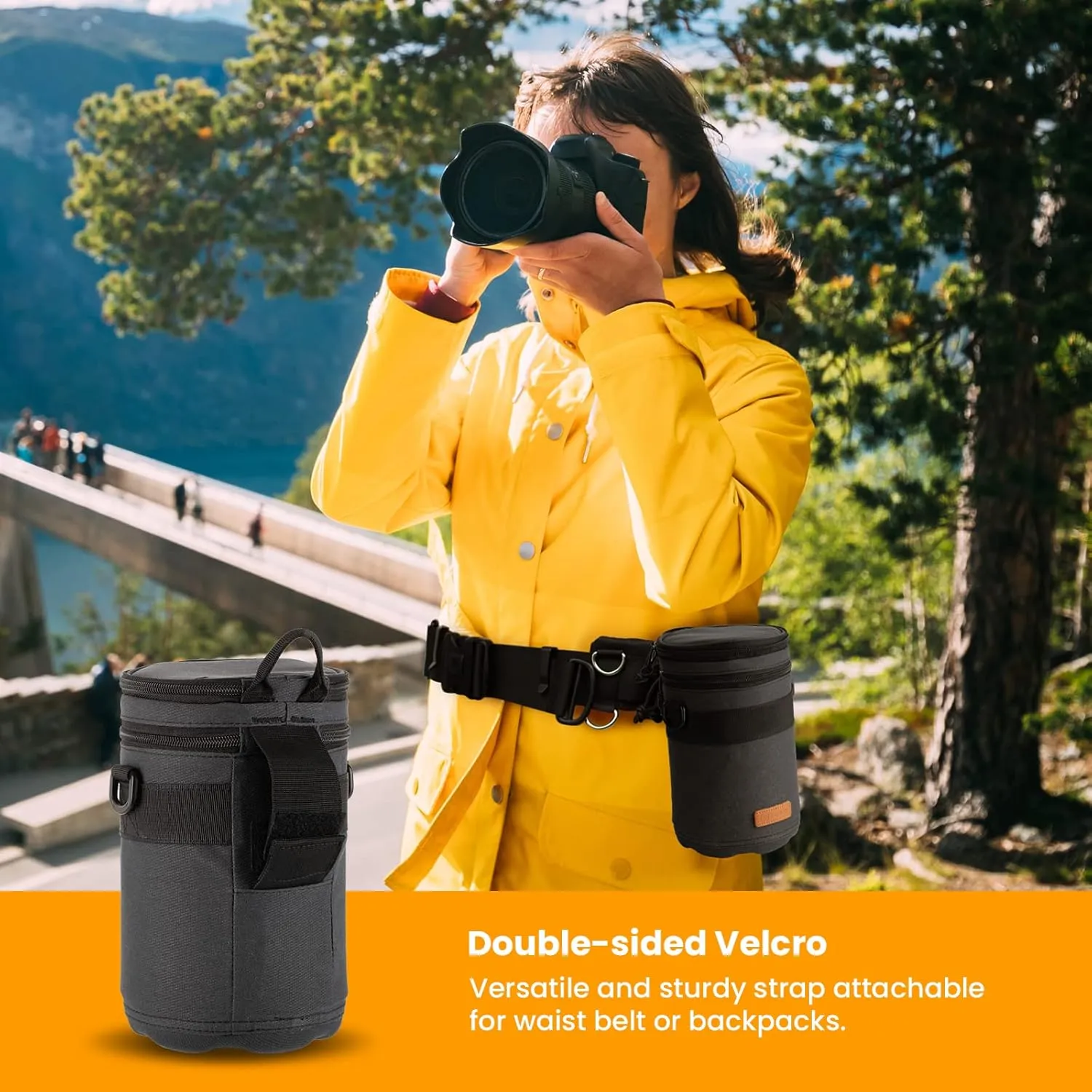 TARION Pro Padded Camera Lens Bag - Shockproof DSLR SLR Lens Case with Shoulder Strap - Black Size XL 3.7x6.9 inches