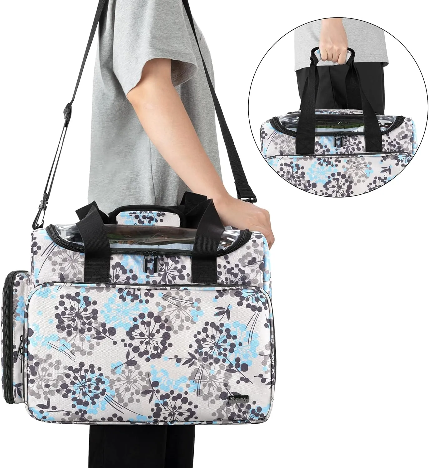 Teamoy Yarn Storage Bag, Travel Knitting Tote Bag with Foldable Inner Dividers for WIP, Yarn Skeins and Knitting Accessories, Dandelion