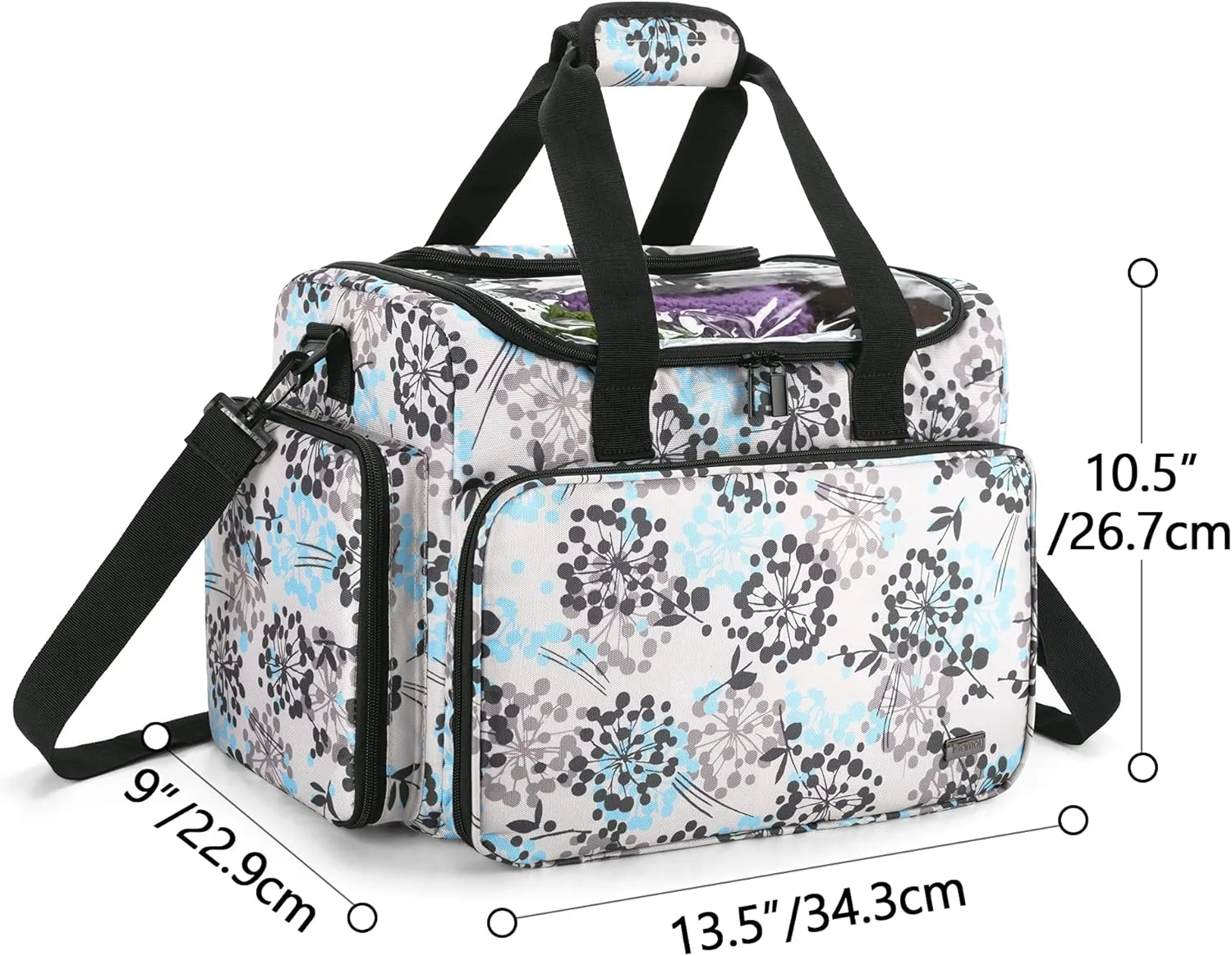 Teamoy Yarn Storage Bag, Travel Knitting Tote Bag with Foldable Inner Dividers for WIP, Yarn Skeins and Knitting Accessories, Dandelion