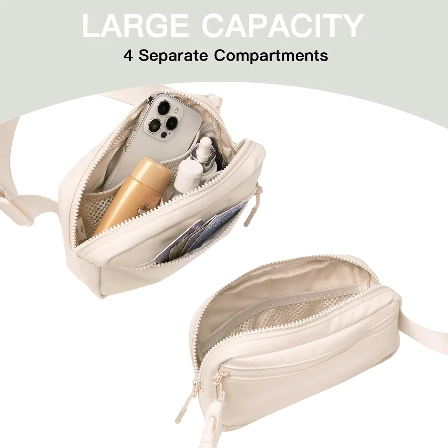 Telena Fanny Packs Crossbody Belt Bag Cross Body Bag Fashionable for Women with Adjustable Strap White