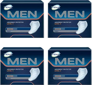 TENA for Men Level 3 Guard for Men, Super Absorbency Incontinence Protector (4 Pack of 64 Count)