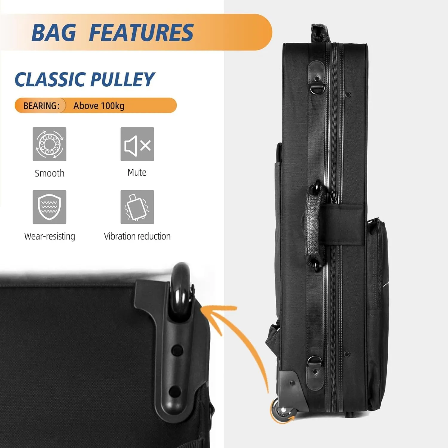 Tenor Saxophone Case With Wheels, Tenor Sax Roller Bag, Tenor Sax Backpack, Thicken Padded Shoulder Strap, Handle Strap Sax Accessories Carrying Bag