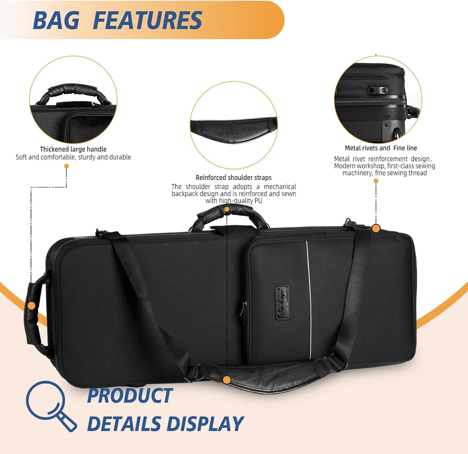 Tenor Saxophone Case With Wheels, Tenor Sax Roller Bag, Tenor Sax Backpack, Thicken Padded Shoulder Strap, Handle Strap Sax Accessories Carrying Bag