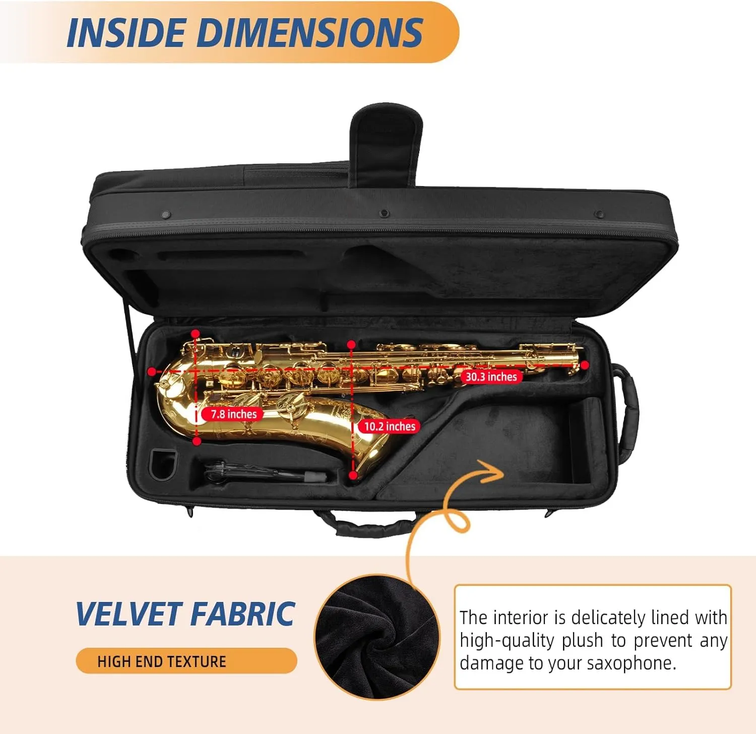 Tenor Saxophone Case With Wheels, Tenor Sax Roller Bag, Tenor Sax Backpack, Thicken Padded Shoulder Strap, Handle Strap Sax Accessories Carrying Bag