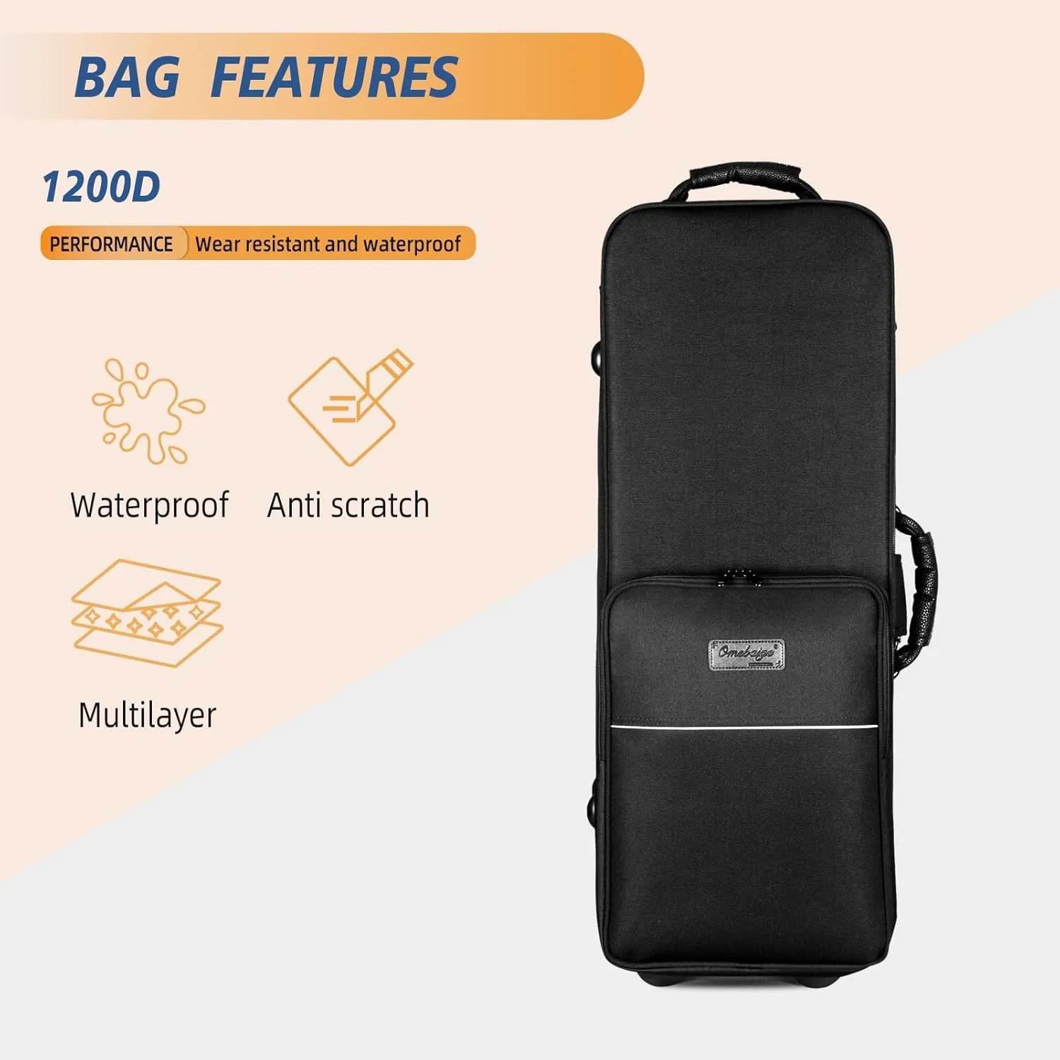 Tenor Saxophone Case With Wheels, Tenor Sax Roller Bag, Tenor Sax Backpack, Thicken Padded Shoulder Strap, Handle Strap Sax Accessories Carrying Bag