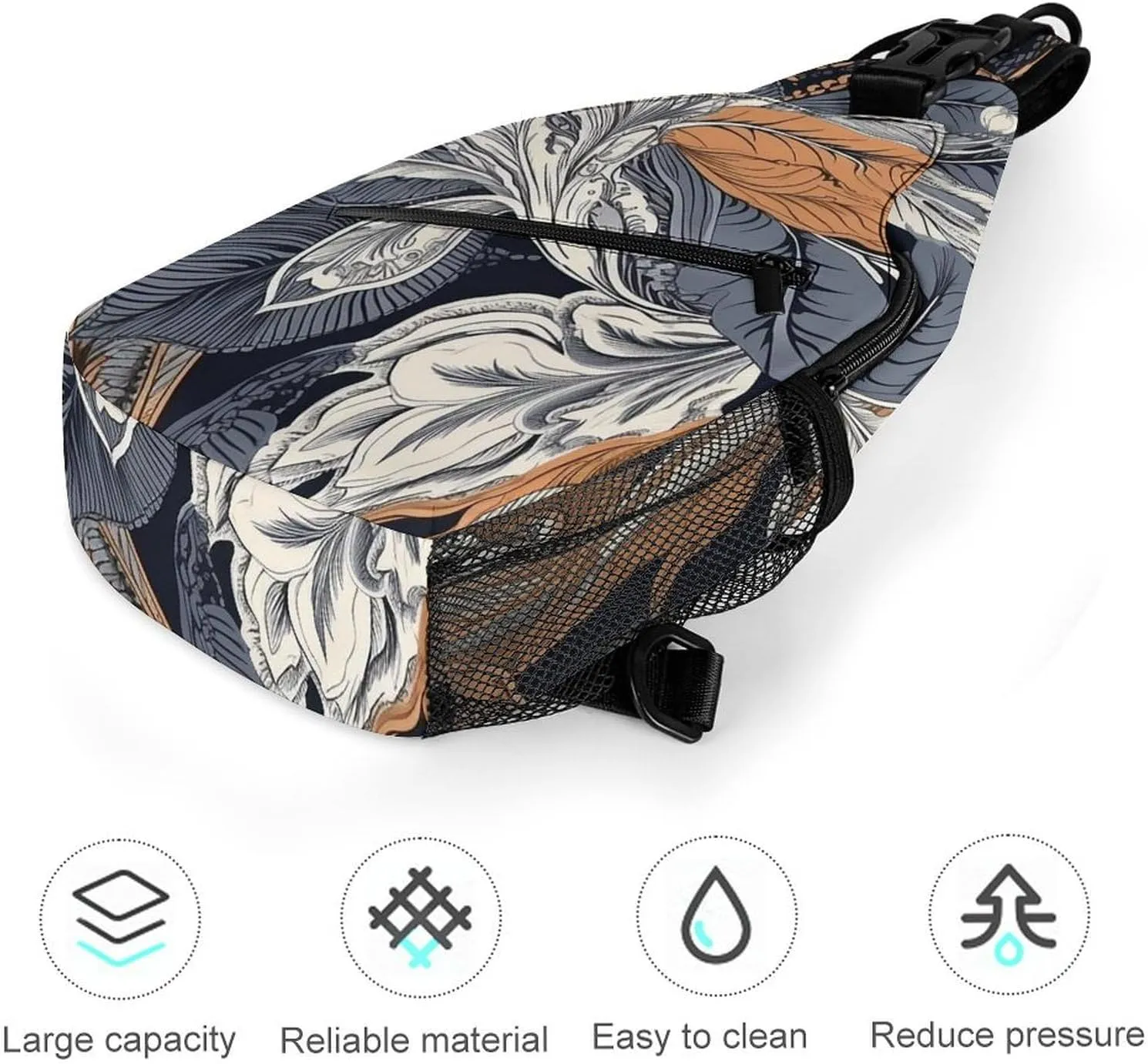 Texture of Leaves Sling Backpack Crossbody Sling Bag Chest Bag Daypack Fanny Pack Cross Body Bag for Outdoors