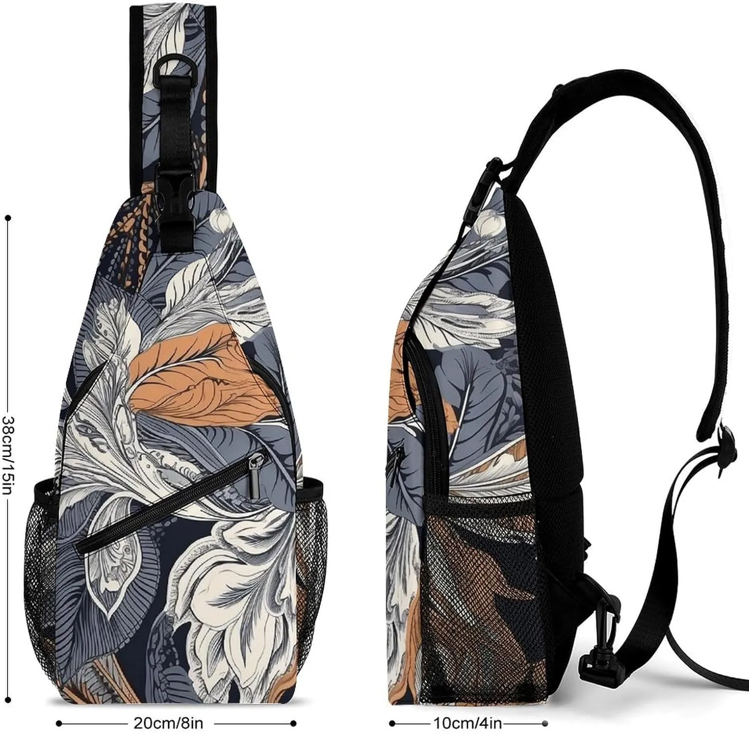 Texture of Leaves Sling Backpack Crossbody Sling Bag Chest Bag Daypack Fanny Pack Cross Body Bag for Outdoors