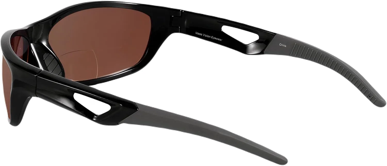 'The Competitor' 2 Pair of Lightweight Unisex Sport Wrap Bifocal Sunglasses with HD Lenses & UV400 Protection