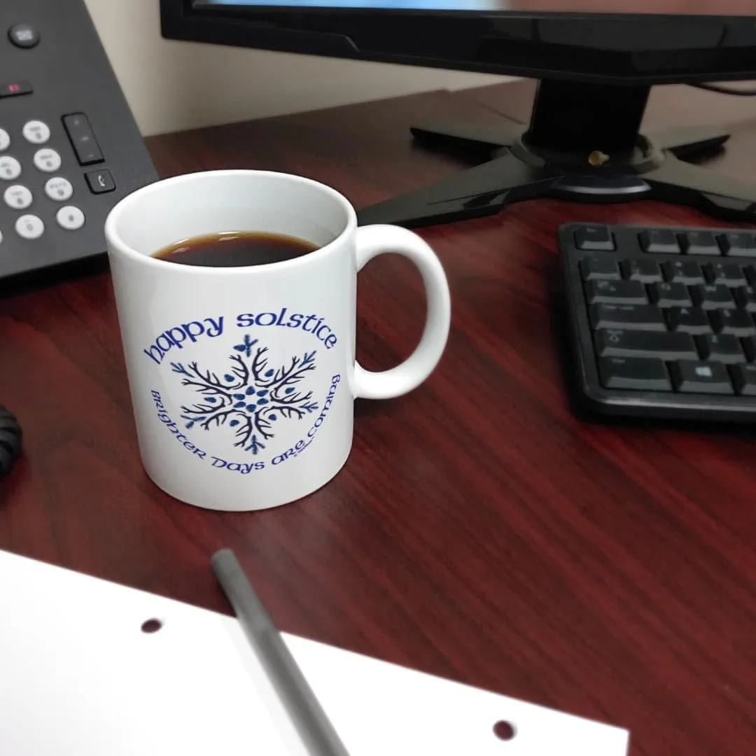 ThisWear Winter Solstice Mug Happy Solstice Brighter Days are Coming 11oz Ceramic Coffee Mug with Handle