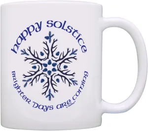 ThisWear Winter Solstice Mug Happy Solstice Brighter Days are Coming 11oz Ceramic Coffee Mug with Handle