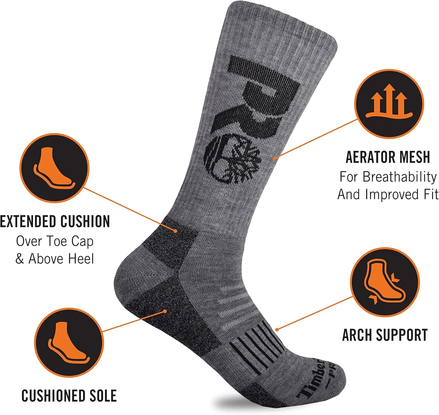 Timberland PRO Men's 6-Pack Crew Socks