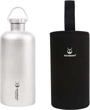 Titanium Ultralight 400Ml, 14 Fl Oz Leakproof Outdoor Camping Hiking Sports Water Bottle with Insulating Thermal Sleeve and Clip Loop Cap