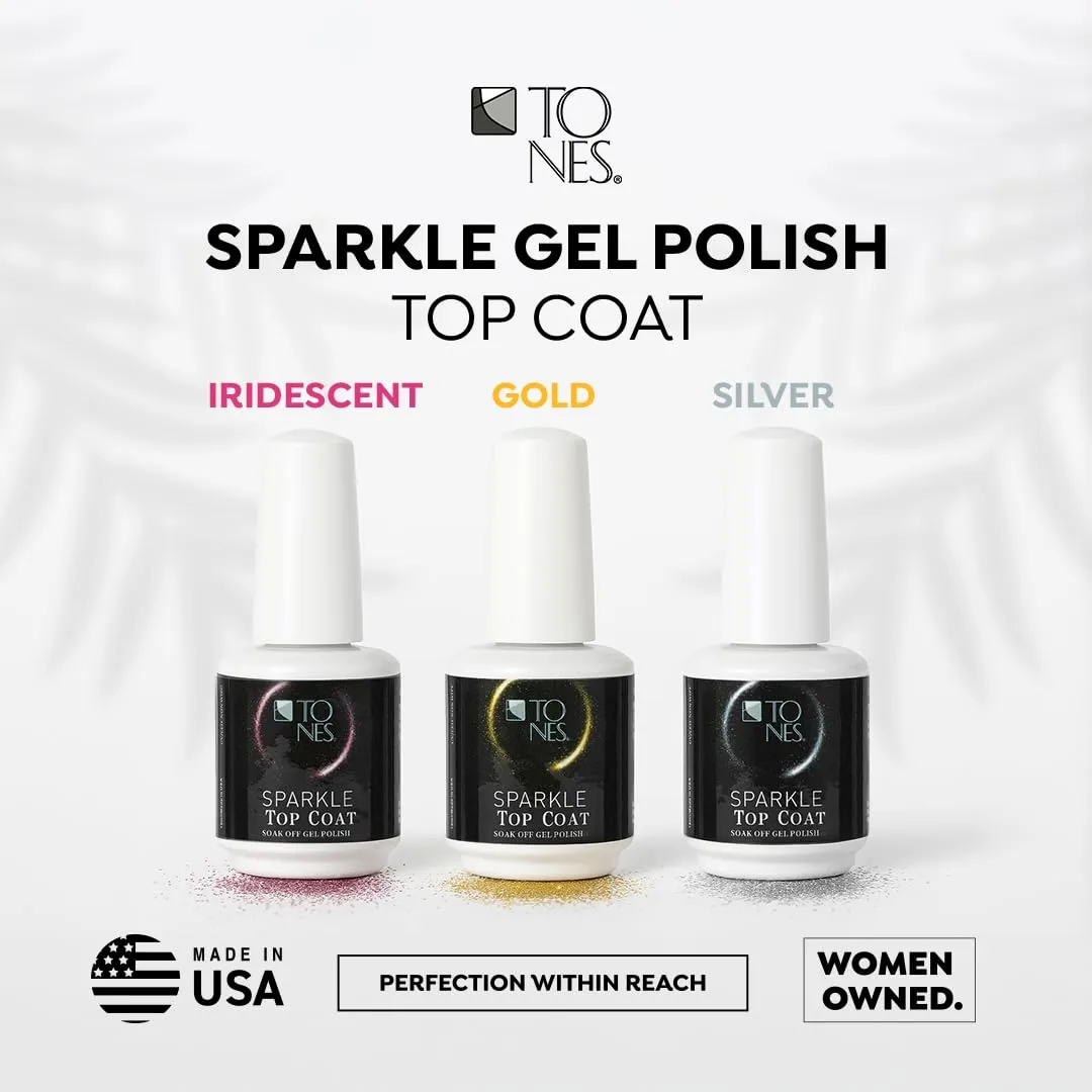 TONES Sparkle Top Coat – Shine Boosting Gel Nail Polish Enhancer, Clean Stroke - Soak Off Formula for Trendy Brilliance (Purple) | (16ml/0.56fl.oz)