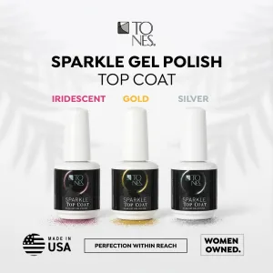TONES Sparkle Top Coat – Shine Boosting Gel Nail Polish Enhancer, Clean Stroke - Soak Off Formula for Trendy Brilliance (Purple) | (16ml/0.56fl.oz)