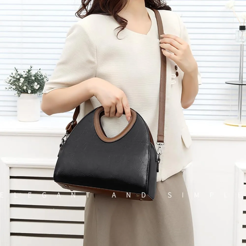 Top-handle Purse for Women Flower Print Handbag PU Leather Shoulder Satchel Waterproof Tote Bag with Adjustable Strap