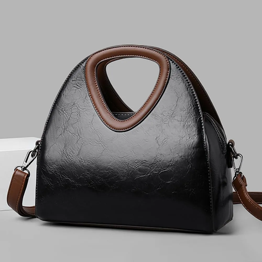 Top-handle Purse for Women Flower Print Handbag PU Leather Shoulder Satchel Waterproof Tote Bag with Adjustable Strap
