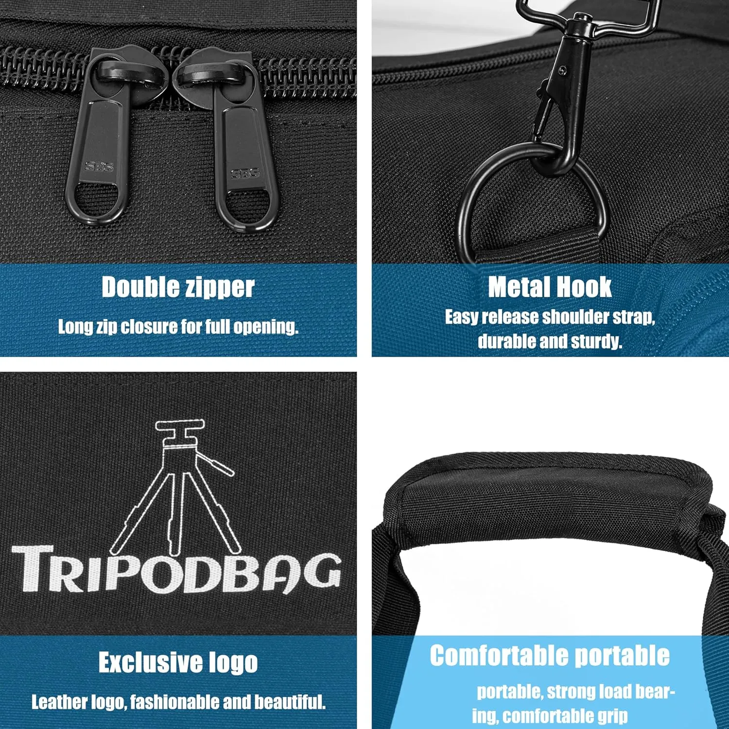 TORIBIO 41" Multifunctional Tripod Bag,Heavy Duty Tripod Carrying Case, Tripod Case for Music Stand,Mic Stand, Speakers Stand, Tripods, Lights, Boom Stand, Cameras, Monopods Stand