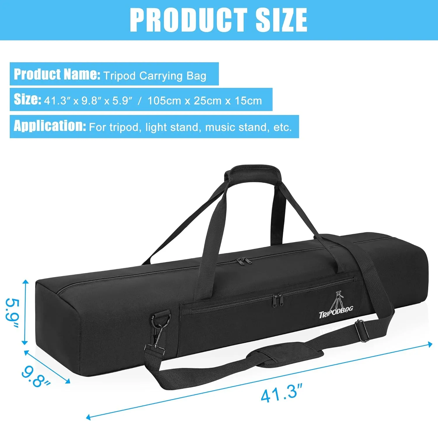 TORIBIO 41" Multifunctional Tripod Bag,Heavy Duty Tripod Carrying Case, Tripod Case for Music Stand,Mic Stand, Speakers Stand, Tripods, Lights, Boom Stand, Cameras, Monopods Stand