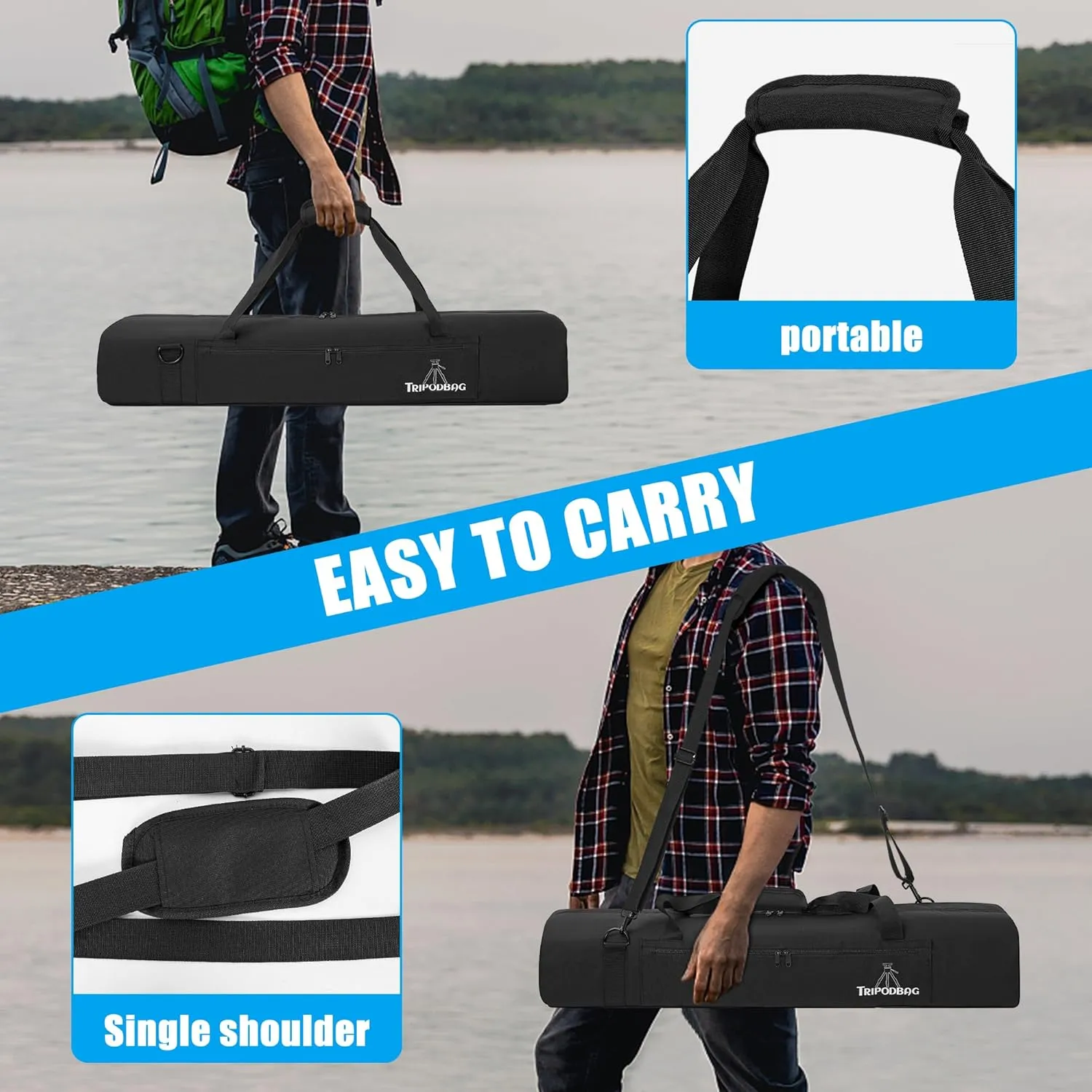 TORIBIO 41" Multifunctional Tripod Bag,Heavy Duty Tripod Carrying Case, Tripod Case for Music Stand,Mic Stand, Speakers Stand, Tripods, Lights, Boom Stand, Cameras, Monopods Stand
