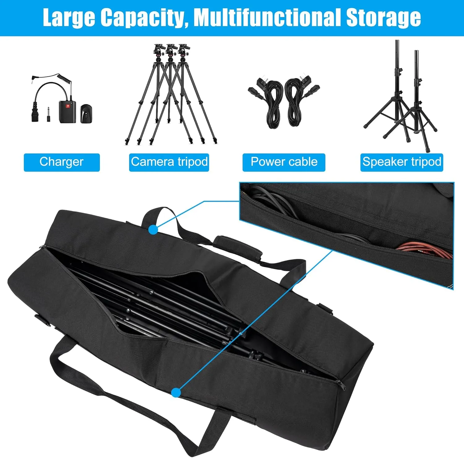 TORIBIO 41" Multifunctional Tripod Bag,Heavy Duty Tripod Carrying Case, Tripod Case for Music Stand,Mic Stand, Speakers Stand, Tripods, Lights, Boom Stand, Cameras, Monopods Stand