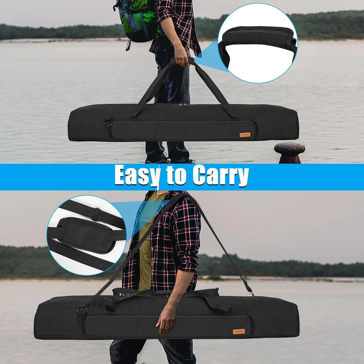 TORIBIO Tripod Carrying Case, 50.2" Single Compartment Bag with Adjustable Shoulder Strap and Handle, for Speaker Stands, Light/Lighting Stand, Mic/Microphone Poles