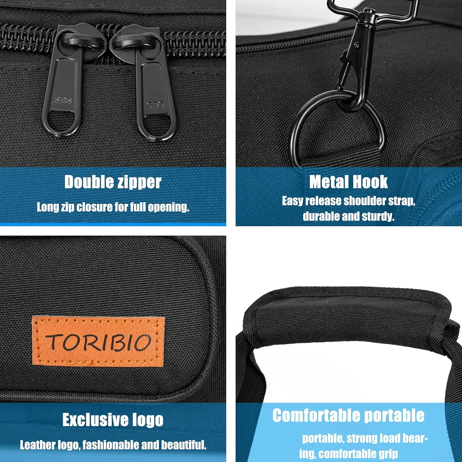 TORIBIO Tripod Carrying Case, 50.2" Single Compartment Bag with Adjustable Shoulder Strap and Handle, for Speaker Stands, Light/Lighting Stand, Mic/Microphone Poles